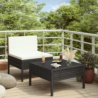 Meble ogrodowe - vidaXL 2-cz zestaw wypoczynkowy do ogrodu poduszki czarny rattan PE 310198 - miniaturka - grafika 1