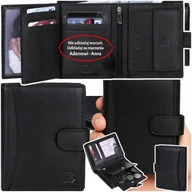 Portfele - MĘSKI CIEMNY SKÓRZANY PORTFEL DLA CHŁOPAKA KAJMAN Z GRAWEREM SENTENCJĄ IMIĘ - miniaturka - grafika 1