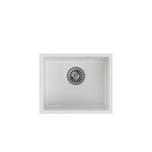 QUADRON Steiner Zlewozmywak granitowy jednokomorowy podwieszany 46 37,5 20,5 cm ALEC 40 biały ze stalowym odpływem - Zlewozmywaki - miniaturka - grafika 1