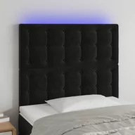 Inne meble do sypialni - vidaXL Zagłówek do łóżka z LED, czarny, 90x5x118/128 cm, aksamit - miniaturka - grafika 1