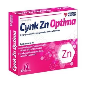 SILESIAN PHARMA SP. Z O.O. Rodzina Zdrowia Cynk Zn Optima 15mg 30 tabletek 3213561 - Witaminy i minerały - miniaturka - grafika 1