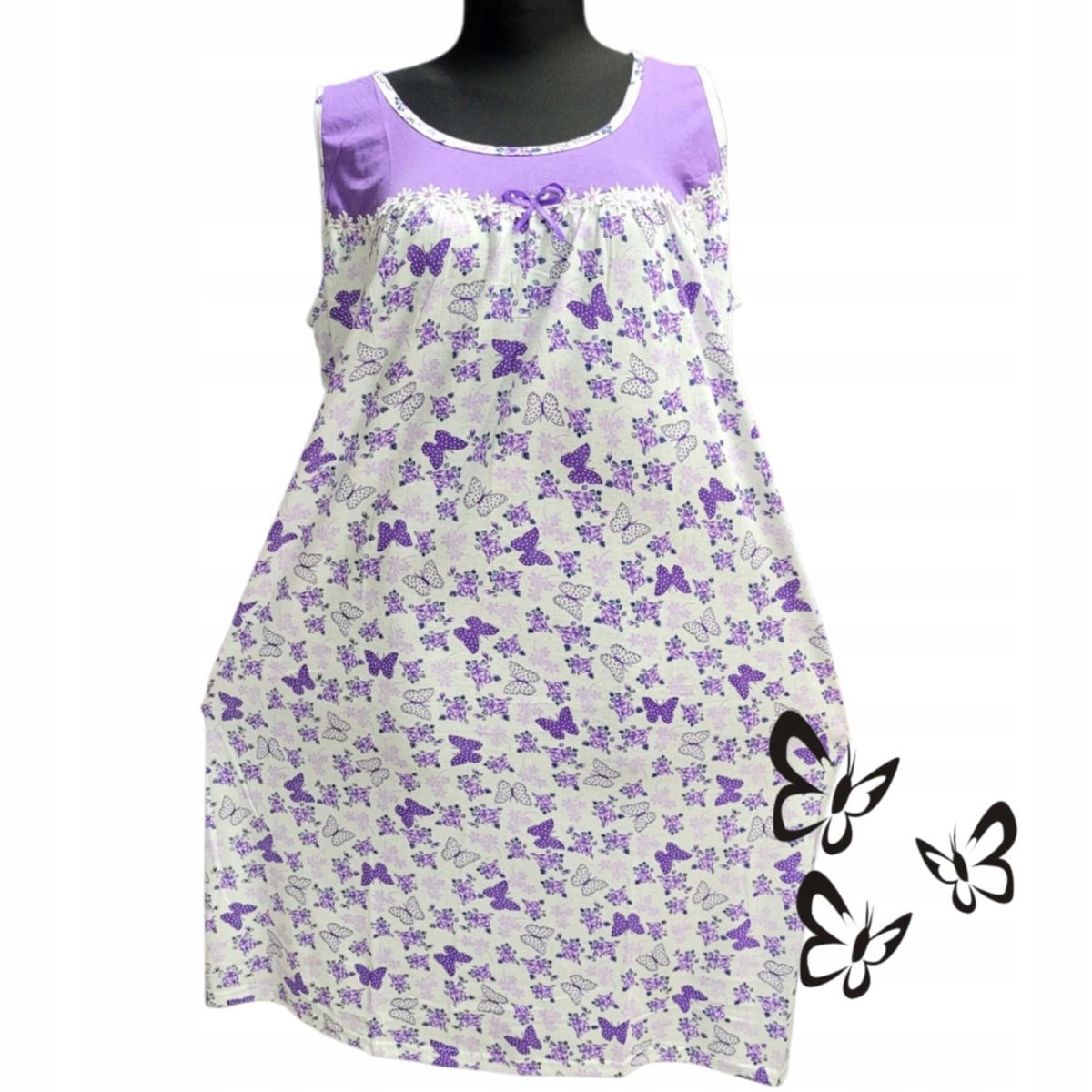 BAWEŁNA KOSZULA NOCNA na ramiączkach duży rozmiar prezent motyl 54 56 7XL