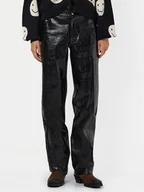 Spodnie sportowe damskie - Noisy May Spodnie z imitacji skóry Kane 27031820 Czarny Regular Fit - miniaturka - grafika 1