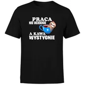 Koszulki męskie - KOSZULKA MESKA T SHIRT PRACA NIE UCIEKNIE A KAWA WYSTYGNIE LENIWIEC L - miniaturka - grafika 1