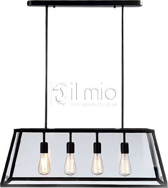 Lampa wisząca II mio Loftowa LAMPA wisząca 305503 IL MIO szklana OPRAWA retro zwis klatka czarna