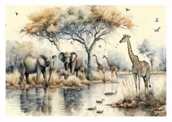 Fototapety - Fototapeta Dżungla Safari Dziecko Słoń 368X254 - miniaturka - grafika 1