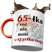 Kubki - Kubek Pomarańczowy na Urodziny 65 65te 65-te z Nadrukiem ze Zdjęciem + Opakowanie na prezent (wzór 02) - miniaturka - grafika 1