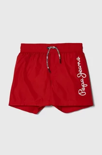 Spodnie i spodenki dla chłopców - Pepe Jeans szorty kąpielowe dziecięce LOGO SWIMSHORT kolor czerwony - grafika 1