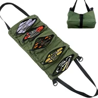 Skrzynki i torby narzędziowe - Torba narzędziowa z płótna, zwijana, pusta, z 5 kieszeniami zapinanymi na zamek, przenośna dla hydraulików i majsterkowiczów - miniaturka - grafika 1