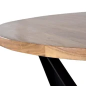 Stoły - Stół żłobkowy z naturalnego drewna akacjowego i czarnymi metalowymi nogami - miniaturka - grafika 1