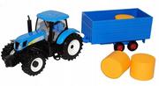 Samochody i pojazdy dla dzieci - Bburago 1:32 Ciągnik rolniczy New Holland z niebieską bocznicą - miniaturka - grafika 1