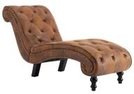 Szezlongi - Brązowa leżanka z ekologicznej skóry zamszowej A7-D48 - miniaturka - grafika 1