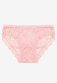Majtki damskie - Różowe Koronkowe Majtki Typu Figi z Elastycznej Bawełny Pleonta - miniaturka - grafika 1