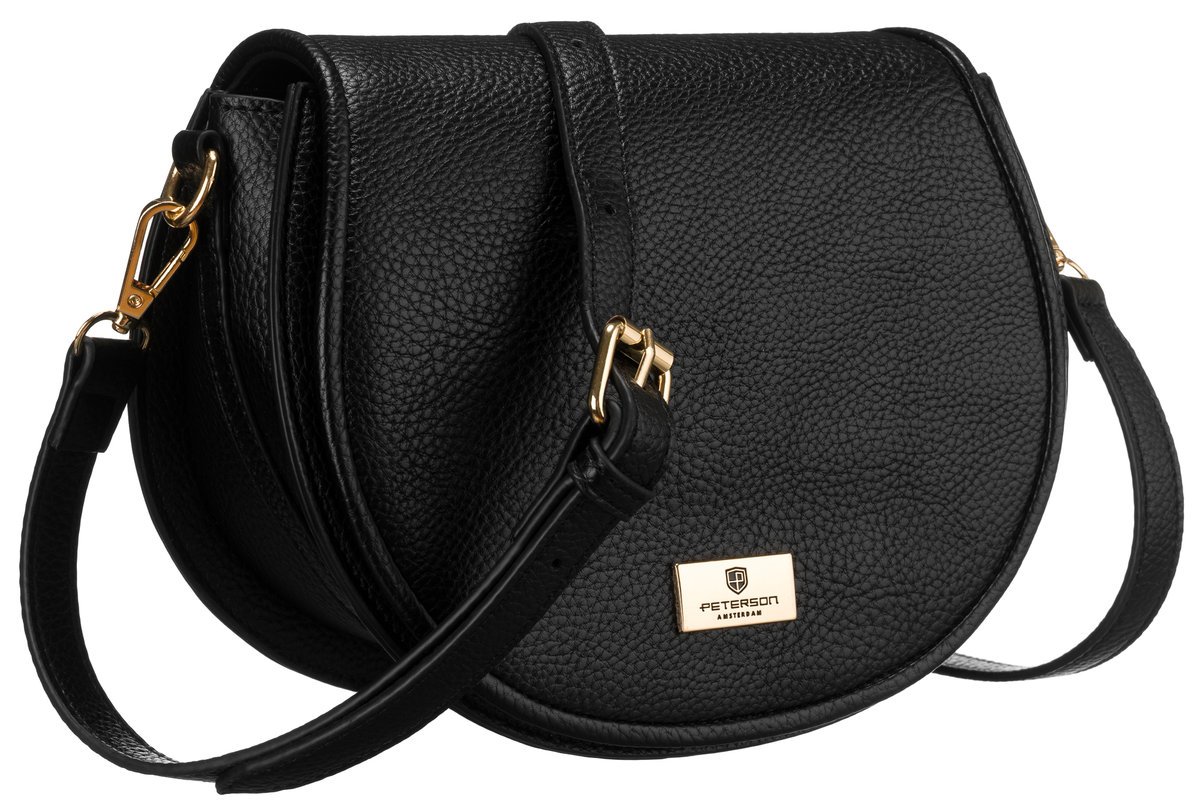 Torebka damska listonoszka PETERSON mała elegancka z klapką kieszonki casualowa modna czarna