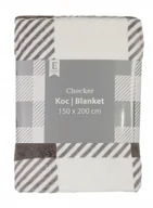 Koce - Miękki koc kremowo - szary 150x200 cm w kratę CHECKER - miniaturka - grafika 1