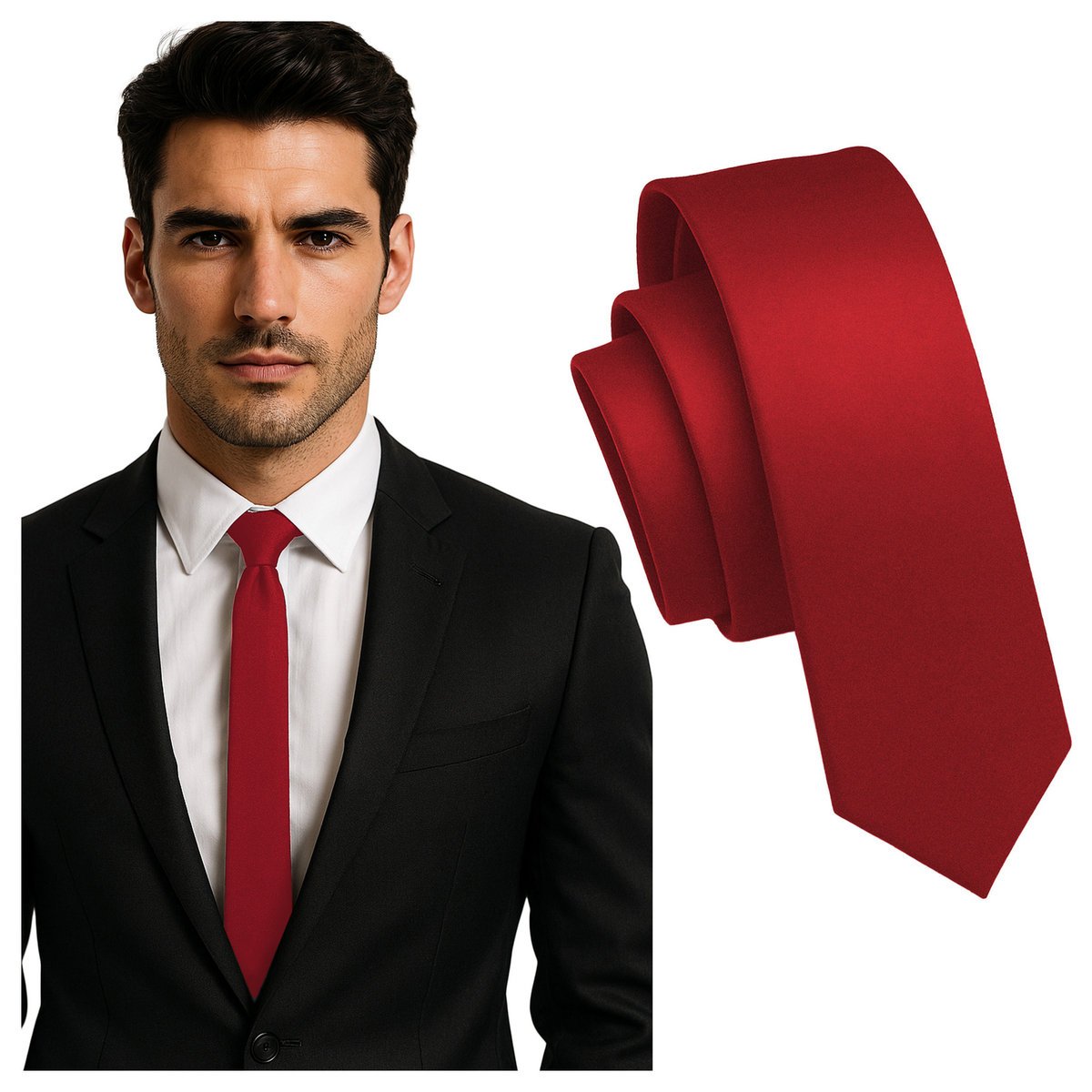 Krawat śledzik bordowy