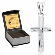 Biżuteria dla dzieci - PIĘKNY SREBRNY KRZYŻYK KOMUNIJNY RODOWANY KRZYŻ 925 + PUDEŁKO Z GRAWEREM - miniaturka - grafika 1