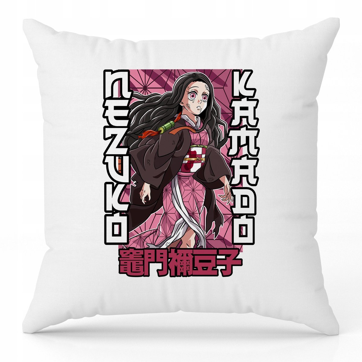 Poduszka Biała Ozdobna 40cm x 40cm NEZUKO KAMADO Film Anime Prezent Wzory