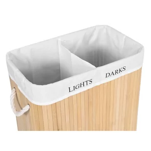 Kosz wolnostojący bambusowy z pokrywą na pranie 2 komory 100l POJ07 - Lustra - miniaturka - grafika 2