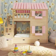 Łóżka dla dzieci i młodzieży - Łóżko piętrowe domek ze sklejki Nest&Rest - miniaturka - grafika 1