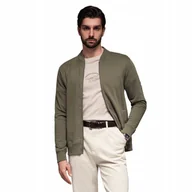 Bluzy męskie - Męska bluza dresowa bomberka bawełniana khaki Ombre OM-SSZP-0215 V1 r. S - miniaturka - grafika 1