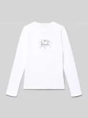 Koszulki dla dziewczynek - Bluzka z długim rękawem i nadrukiem z logo - miniaturka - grafika 1