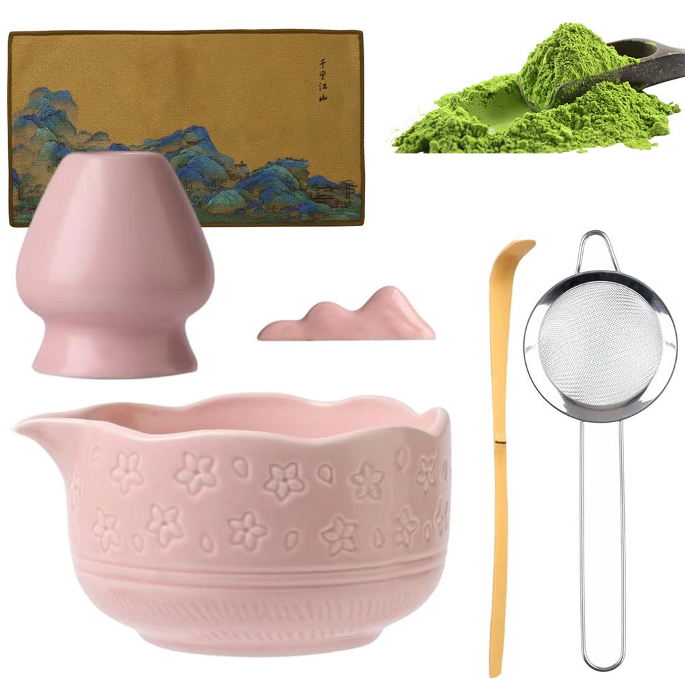 Zestaw Prezentowy Do Herbaty Matcha Czarka Miotełka Podstawka Łyżeczka 7szt