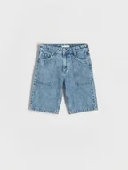 Spodnie i spodenki dla chłopców - Reserved - Denimowe szorty baggy - niebieski - miniaturka - grafika 1
