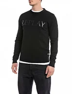 Swetry męskie - Replay Sweter męski, 098 BLACK, XL - miniaturka - grafika 1