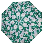 Parasole - Parasol damski Perletii Green Camellia automatyczny składany wzór roślinny - miniaturka - grafika 1