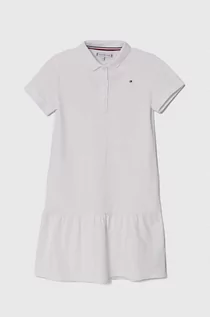 Sukienki i spódniczki dla dziewczynek - Tommy Hilfiger sukienka dziecięca kolor biały mini rozkloszowana - grafika 1