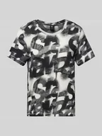 Koszulki i topy damskie - T-shirt z prążkowanym okrągłym dekoltem - miniaturka - grafika 1