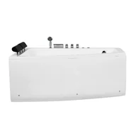 Wanny - Wanna narożna prawa LED z hydromasażem 182 x 122 cm biała SERRANA - miniaturka - grafika 1