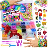 Biżuteria dla dzieci - GUMKI DO ROBIENIA BRANSOLETEK OGROMNY ZESTAW DLA DZIECI 22 KOLORY 6800 ELEMENTÓW XXL - miniaturka - grafika 1