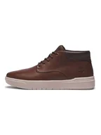 Trampki męskie - Timberland Skórzane sneakersy "Seneca Bay" w kolorze ciemnobrązowym - miniaturka - grafika 1