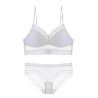 Komplety bielizny - Prześwitujący komplet w groszki - Biały S - miniaturka - grafika 1