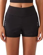 Spodenki damskie - LOS OJOS Damskie spodenki sportowe – 2 w 1 szorty treningowe – szorty do jogi dla kobiet z kieszeniami do jogi, biegania i treningu, czarny, XL - miniaturka - grafika 1