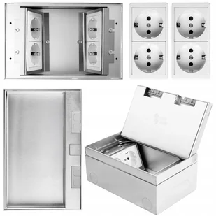 Gniazdo Elektryczne Podłogowe 4x Gniazda Spacetronik mediaport srebrne - Gniazdka elektryczne - miniaturka - grafika 1