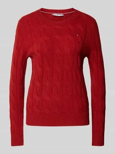 Sweter wełniany z wyhaftowanym logo - Swetry damskie - miniaturka - grafika 1