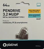 Pendrive - Pendrive Platinet PLATINET PENDRIVE USB 3.2 + USB-C 64GB METAL UDP WATERPROOF [45971] - miniaturka - grafika 1