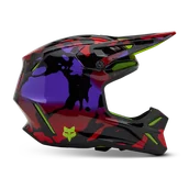 Kaski motocyklowe - Kask Cross FOX V3 Throttle Fluorescencyjny żółtyM - miniaturka - grafika 1