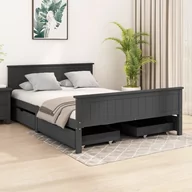 Łóżka - Lumarko Rama łóżka z 4 szufladami, ciemnoszara, lite drewno, 160x200 cm - miniaturka - grafika 1