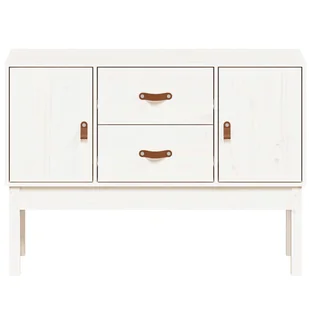 Lumarko Szafka, biała, 110x40x78 cm, lite drewno sosnowe - Szafki do salonu - miniaturka - grafika 6