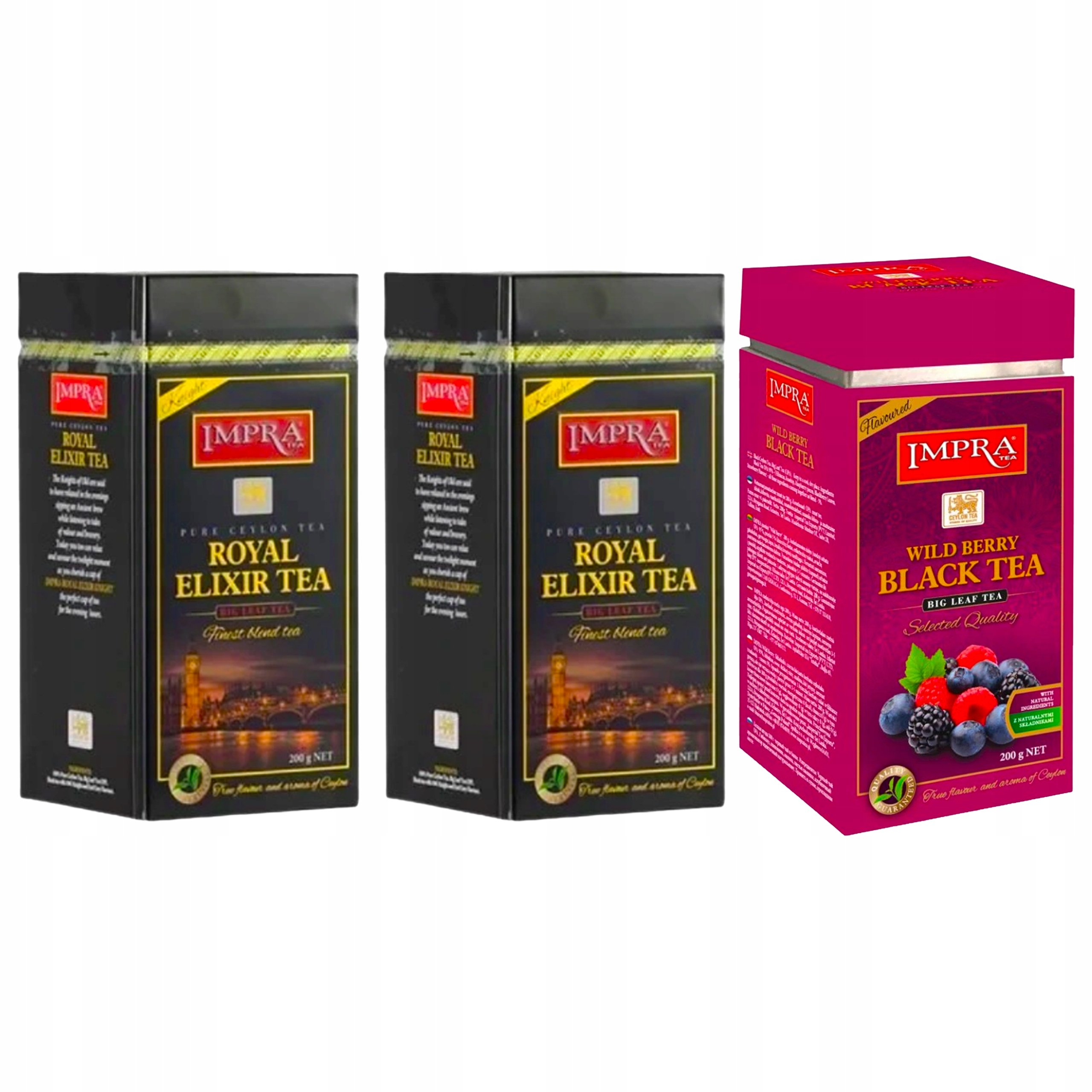 Impra zestaw 3 herbat Czarnych liściastych 2x Royal Elixir, Wild Berry 600g