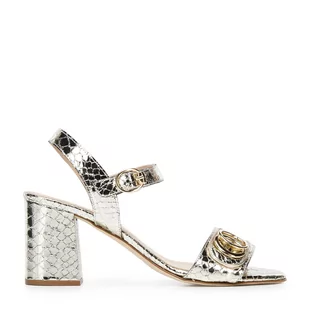 Sandałki skórzane na słupku ze złotą sprzączką - Półbuty męskie - miniaturka - grafika 1