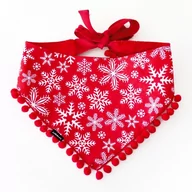 Ubranka dla psów - Bandamka świąteczna dla psa, wiązana chusteczka, czerwona w gwiazdki bandana apaszka Snow -S - miniaturka - grafika 1