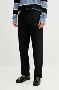 Calvin Klein spodnie lniane męskie kolor czarny dopasowane LV04LB448G - Spodnie męskie - miniaturka - grafika 1