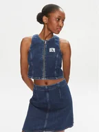 Koszulki i topy damskie - Calvin Klein Jeans Top J20J222799 Niebieski Slim Fit - miniaturka - grafika 1