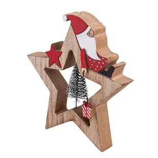 Lumarko Figurka Drewniana Gwiazdka Z Mikołajem 15,5x15x2 Cm - Ozdoby bożonarodzeniowe - miniaturka - grafika 3
