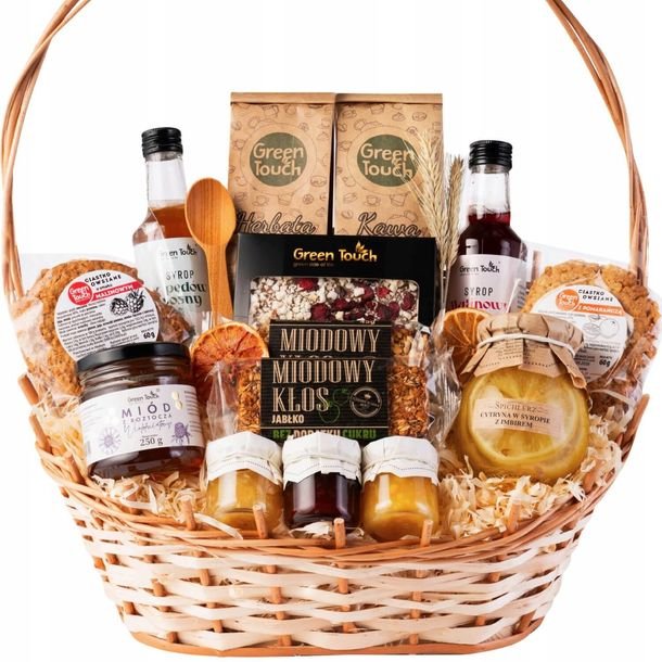Kosz Prezentowy Duży Zestaw Na Prezent Herbata Syropy Miód Słodycze Cytryny